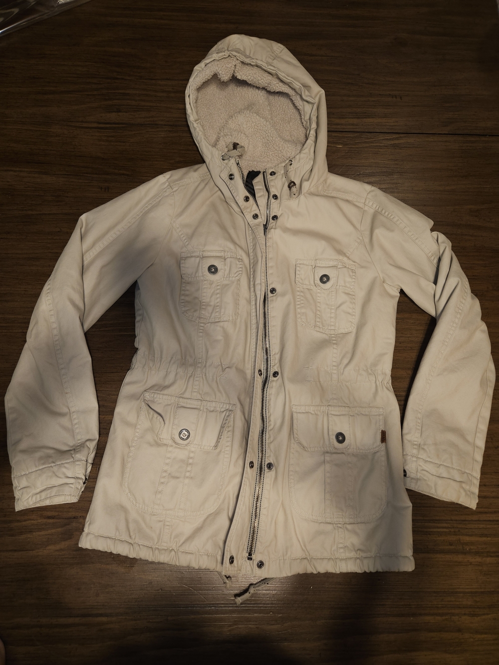 Vans Women's Cream Hooded Pea Coat